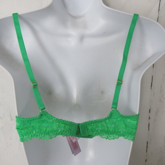 Fenty X Savage 32B Green Lace Push Up Bra Underwire Back Closure - Picture 2 of 6